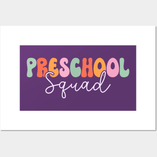 Preschool Squad Retro Groovy Posters and Art